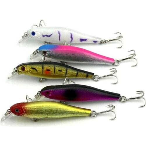 5pcs New Hard Artificial Plastic Tackles Minnow Fishing Lures 3D Fish Eyes Bass Crap Crankbait Fishing Hooks 8.5cm 6.5g