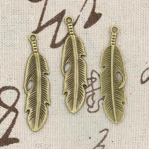 6pcs Charms Feather 49x13mm Antique Making Pendant fit,Vintage Tibetan Bronze,DIY Handmade Jewelry