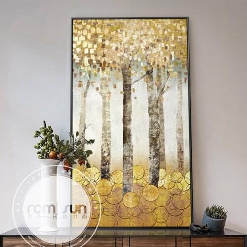 Abstract Goleden Coins Forest Canvas Painting Wall Art Picture For Living Room Aisle Entrance Modern Home Decor Poster n Print