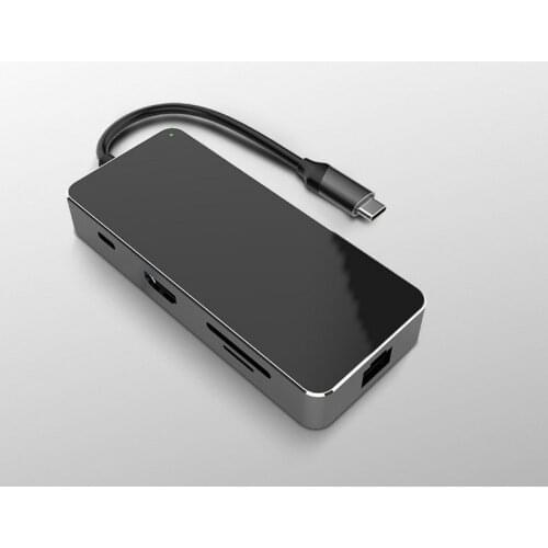 7 In 1 USB Hub Type C To HDMI-Compatible Adapter 4K Ultra HD USB3.0 With TF SD Reader Slot RJ45 For MacBook Pro 8 In 1