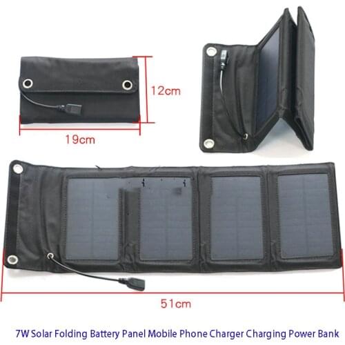 Free shipping 7W solar foldable battery cell phone charger charging power bank