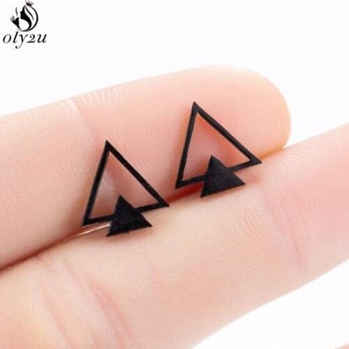 Bohemian Vintage Earings Fashion Jewelry Black Stainless Steel Geometric Triangle Stud Earrings Best Gift for Women Girls Kids