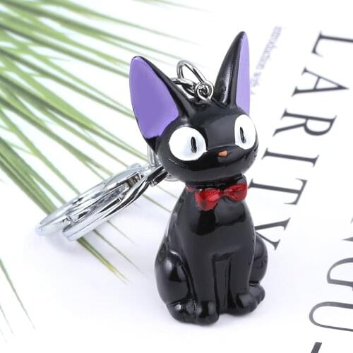 Kikis Delivery Service Cat JiJi Keychain Cartoon Role Toys 3D Keyring For Kids Cute Animal Decoration