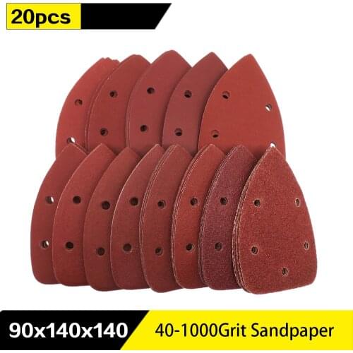 20pcs Self-adhesive Sandpaper Triangle 5 holes Delta SanderHook Loop Sandpaper Disc Abrasive Tools For Polishing Grit 40-1000