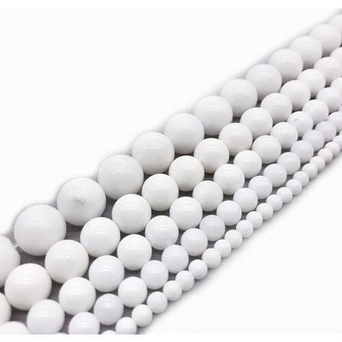 Natural Stone White Porcelain Jades Loose Beads 4 6 8 10 12MM Pick Size for Jewelry Making