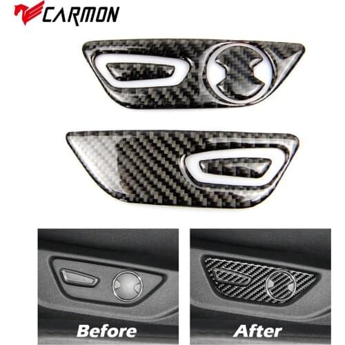 Carmon for Ford Mustang Accessories 2015 2016 2017 2018 Ford Mustang Sticker Carbon Fiber Seat Button Sticker Interior Trim
