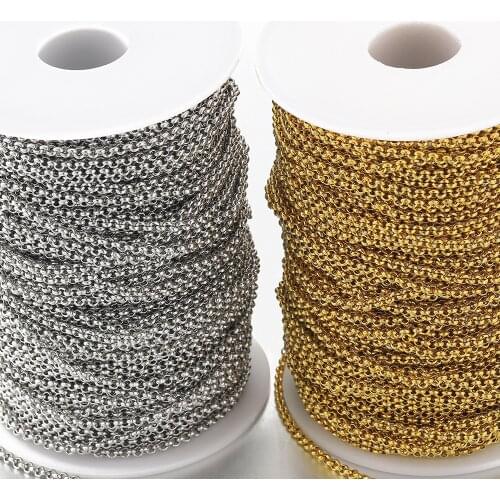 1 Meter 2.5/3/4mm Gold Stainless Steel Chain Round Link Necklace Bracelet Chains For DIY Jewelry Making Components Accessories