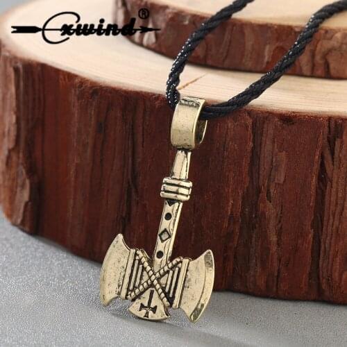 Cxwind Gothic Pagan Amulet Charm Cross Pendant Retro Viking Axe Pendants & Necklaces Nordic Odin Talisman Necklace Jewelry
