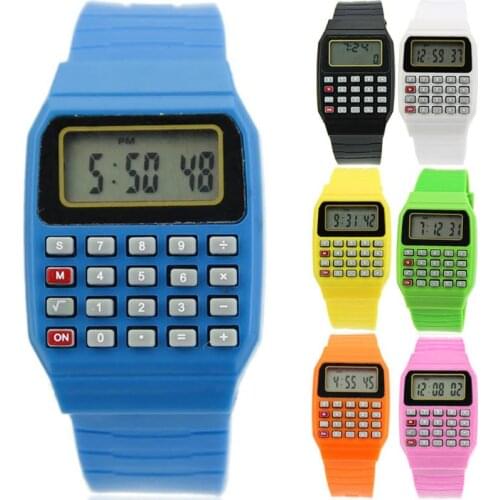 Fad Children Silicone Date Multi-Purpose Kids Electronic Calculator Wrist Watch L4MD