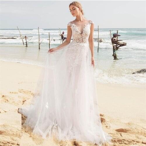 Two Pieces Mermaid Lace Appliques Wedding Dress Beach With Detachable Tulle Overlay Skirt Bridal Gowns Spring Bohemia Bride Wear