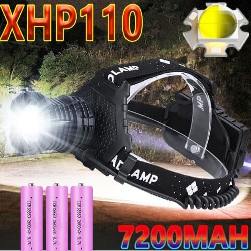 1000000Lm XHP110 Rechargeable USB HeadLamp 7800mah Most Powerful Headlight Hunting Lantern Zoom Powerbank Fishing Lamp Use 18650