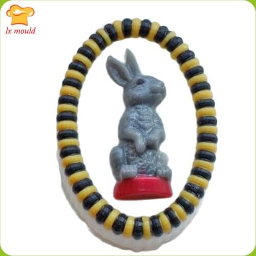 LXYY Handmade Soap Mould Oval Rabbit Soap Mold Cartoon Soap Mold Silicone Molds