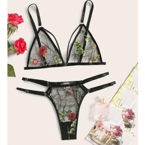 Sexy Embroidery Lace Bras Panties Set Erotic Lingerie Set Womens Underwear Set Sexy Temptation Erotic Lingerie