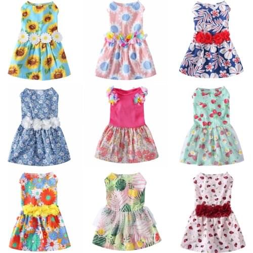 Summer Pet Clothes Floral Dog Dress for Small Dogs Skirt Princess Dog Wedding Dresses York Clothes For Dogs Lace Pet Dress