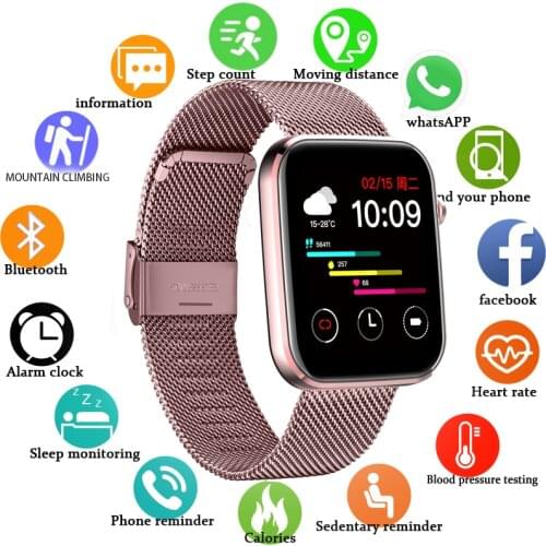 LIGE New Smart Watch Women Lady1.69 Inch Full Touch Fitness Real-Time Blood Pressure Sports Ladies Smartwatch Men Android IOS