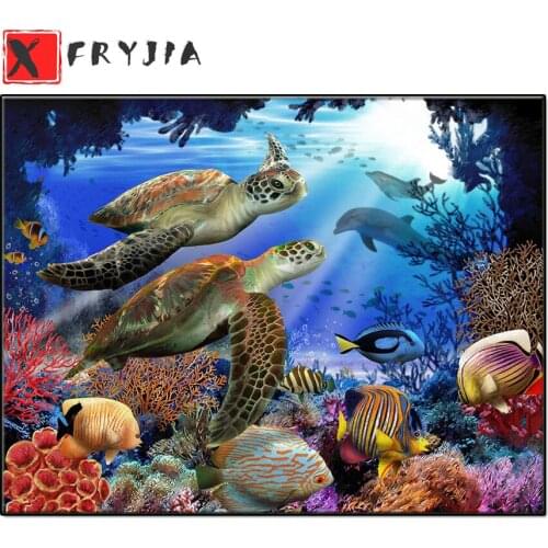 New Diamond Mosaic Cross Stitch Kits Turtles In Sea World 5D diy Diamond Embroidery Gift Full Diamond Painting Home Decoration