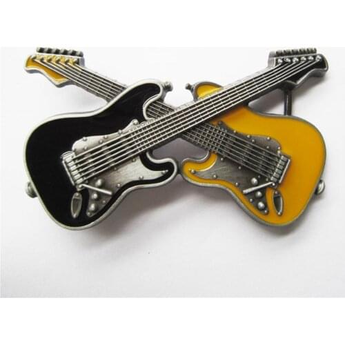 New Jeansfriend Original Cross Double Guitar Music Belt Buckle also Stock in US BUCKLE-MU094