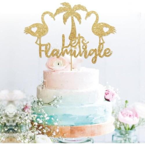 Personalised Flamingo glitter cake topper custom Flamingo cake, wedding gold cake topper Flamingo invite Party Decorations