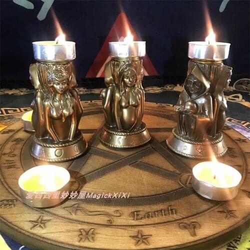 Altar magic ceremony candle holder incense holder crystal stand ornaments triple goddess candle holder ornaments