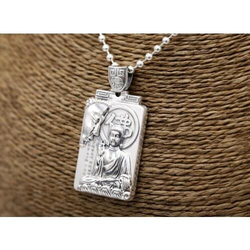 990 Sterling Silver prayer amulet Buddha pendant charm men women jewelry A4275
