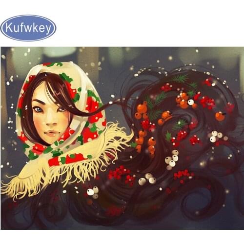 Full,Diamond Painting"Girl in a scarf",stickers Diamond Embroidery,5d,DIY,Cross Stitch,Diamond Mosaic,Needlework,christmas gift