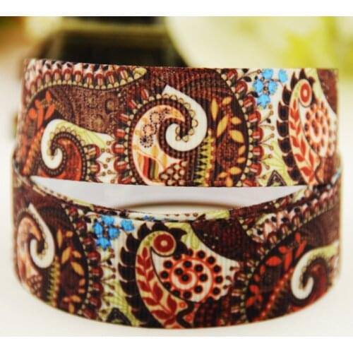 22mm 25mm 38mm 75mm Paisley Cartoon printed Grosgrain Ribbon party decoration 10 Yards X-03543