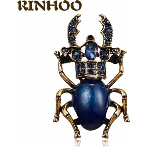 RINHOO Cool Fashion Beatles Enamel Pin Charm Rhinestone Bugs Brooch Insect Brooches Collar Pins Scarf Bag Clip Accessories