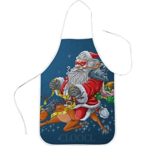 CLOOCL Christmas Aprons Weird Santa Elk Elf Print Merry Christmas Kitchen Aprons Funny Festival Apron For Women Baking Tools