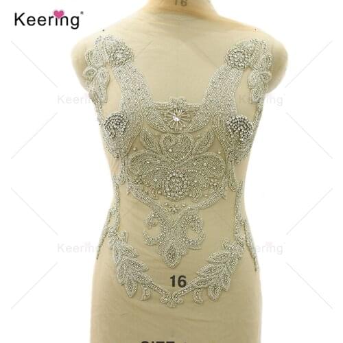 Sexy Silver Beaded Rhinestone Bodice Dress For Party Patches WDP-393