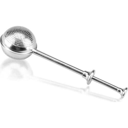 Tea Strainer Ball Push Tea Infuser Loose Leaf Herbal Teaspoon Strainer Filter Diffuser Home Kitchen Bar Drinkware Tool Stainless