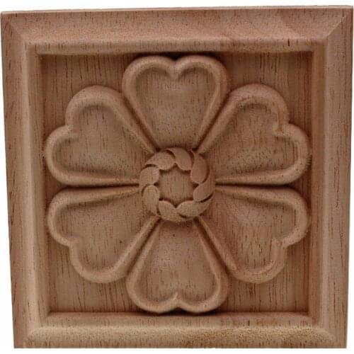 VZLX Flower Wood Carving Natural Appliques For Furniture Cabinet Unpainted Mouldings Decorative Figurine Wedding Decoration