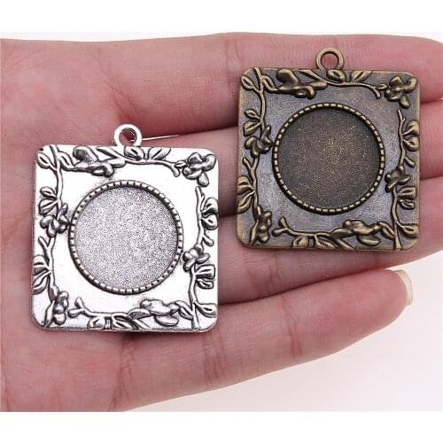 WYSIWYG 3pcs 20mm Inner Size 40x36mm Outer Size Vintage Antique Bronze Zinc Alloy Branch Cameo Cabochon Base Setting