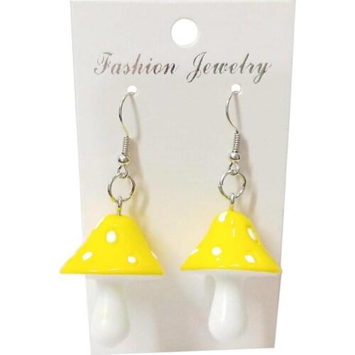 Jisensp Kawaii Style Girl Drop Earring Cute Mushroom Orecchini Pendent Earrings Lovely Cartoon Jewelry for Women New Year Gift
