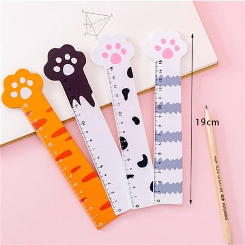1pc 15cm Cute Cat Paw Plastic Straight Rulers Stationery Measuring Tool Ruler School Bookmark Planner Accessories Student Prize