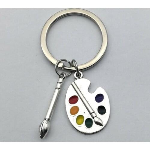 1pcs Painter Palette Oval Tool Brush colors Keychain Draw Entrepreneurial Keychain Personalizeds Keychain Gift for Painter