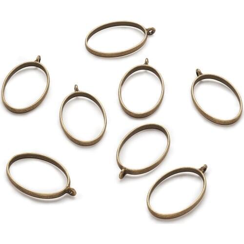 10pcs Oval Open Back Bezel Gold/ Antique Bronze Color Charms Pendants UV Resin Crafts Blank Frame For Jewelry Making Accessories