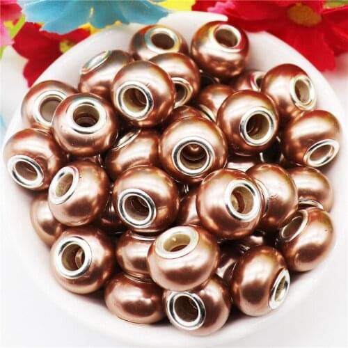 10Pcs Silver Plated Light Color Resin Murano European Charms Beads Spacer Fit Troll Chamilia Snake Chain Charm Bracelets Jewelry