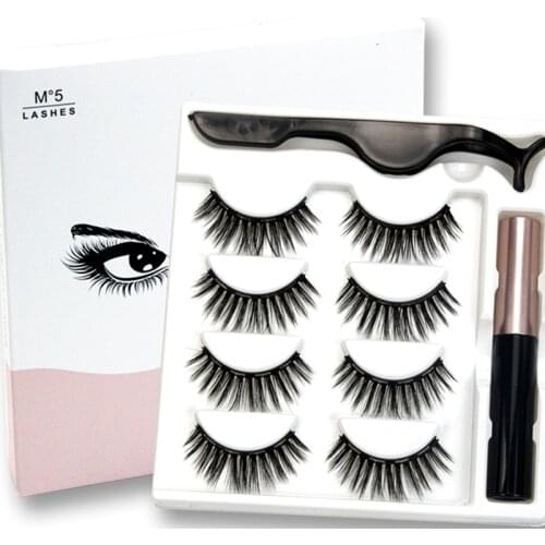 3/4/2 Pairs Magnetic Eyelashes 3D Mink Eyelashes Makeup Magnetic Lash Eyeliner Tweezers Set Natural False Lashes Short Faux Cils