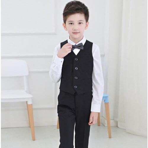 2016 Big Boys Vest Clothing Suits children boys Vest leisure Clothes Kids Wedding prom Suits 4 pcs(Vest+shirt + trousers+tie)