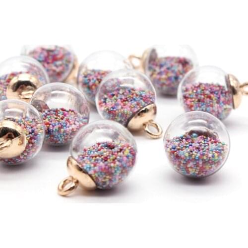 8pcs Christmas ornaments, pendants, DIY transparent colored small round rice grains, beautiful pendants, earrings, accessories