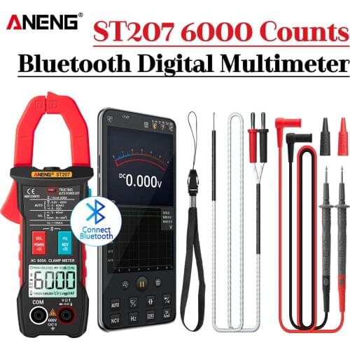 ANENG ST207 Digital Newly Professional Bluetooth Clamp Meter 6000 Count DC/AC True RMS Multimeter Hz Capacitance Voltage Tester
