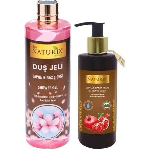 Naturix 2'Li Set Aromatic Japanese Cherry Shower Gel 400 Ml + Pomegranate Concise C Vitamin Hand Face Body Cream 250 ml