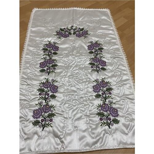 Velvet Cream lilac Prayer Rug Navy Blue Prayer Rug Luxury Dowry Holder Cross-stitch Embroidered Satin Prayer Rug Mevlid Gift