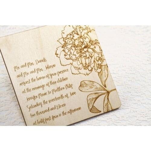 Garden Party WOOD Wedding Invitation