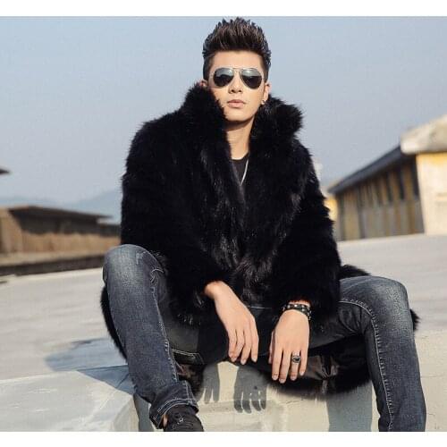 European Faux Fur Long Coat Men Thick Warm Winter Overcoats Punk Stage Show Fur Jacket Business Man Casual Coats Plus Size 4XL