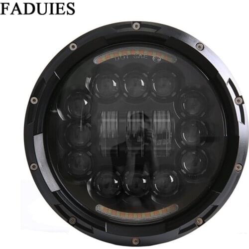 FADUIES 7 inch Round White Halo Ring Angle Eye DRL LED Headlights Driving Lamp For Motorcycle
