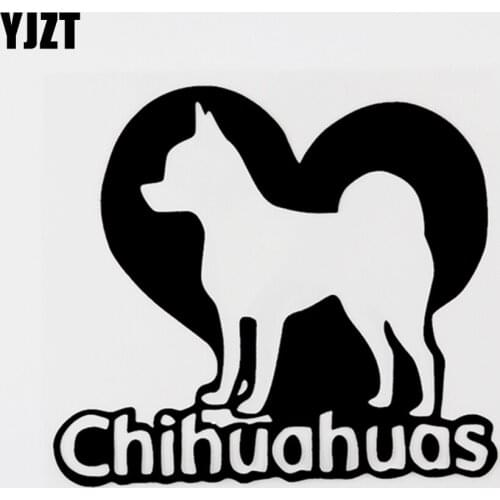 YJZT 14.6CM×13.1CM Interesting Vinyl Animal Chihuahuas Car Sticker Decal Black/Silver 8C-0731