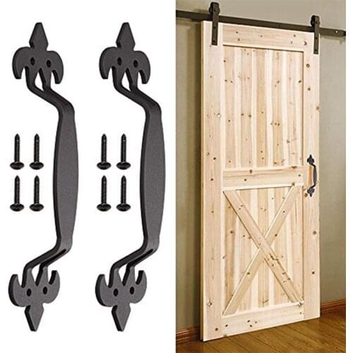 Quality 2 Pcs 11 Inch Sliding Barn Door Handle Vintage Heavy Duty Pull Set for Gate Kitchen Furniture Cabinet Closet Drawer Scre