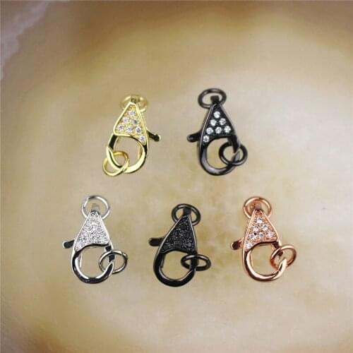 12*8mm 10pcs/lot Fashion colorful cz lobster clasp,cute small cubic zirconia charm,popular necklace/bracelet jewelry accessories