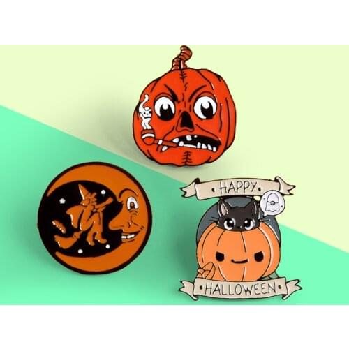 Fashion Happy Halloween Brooches halloween Ghost Festival Broom Witch Specter Pumpkin Wizard Enamel Pin Backpack Lapel Pin Badge